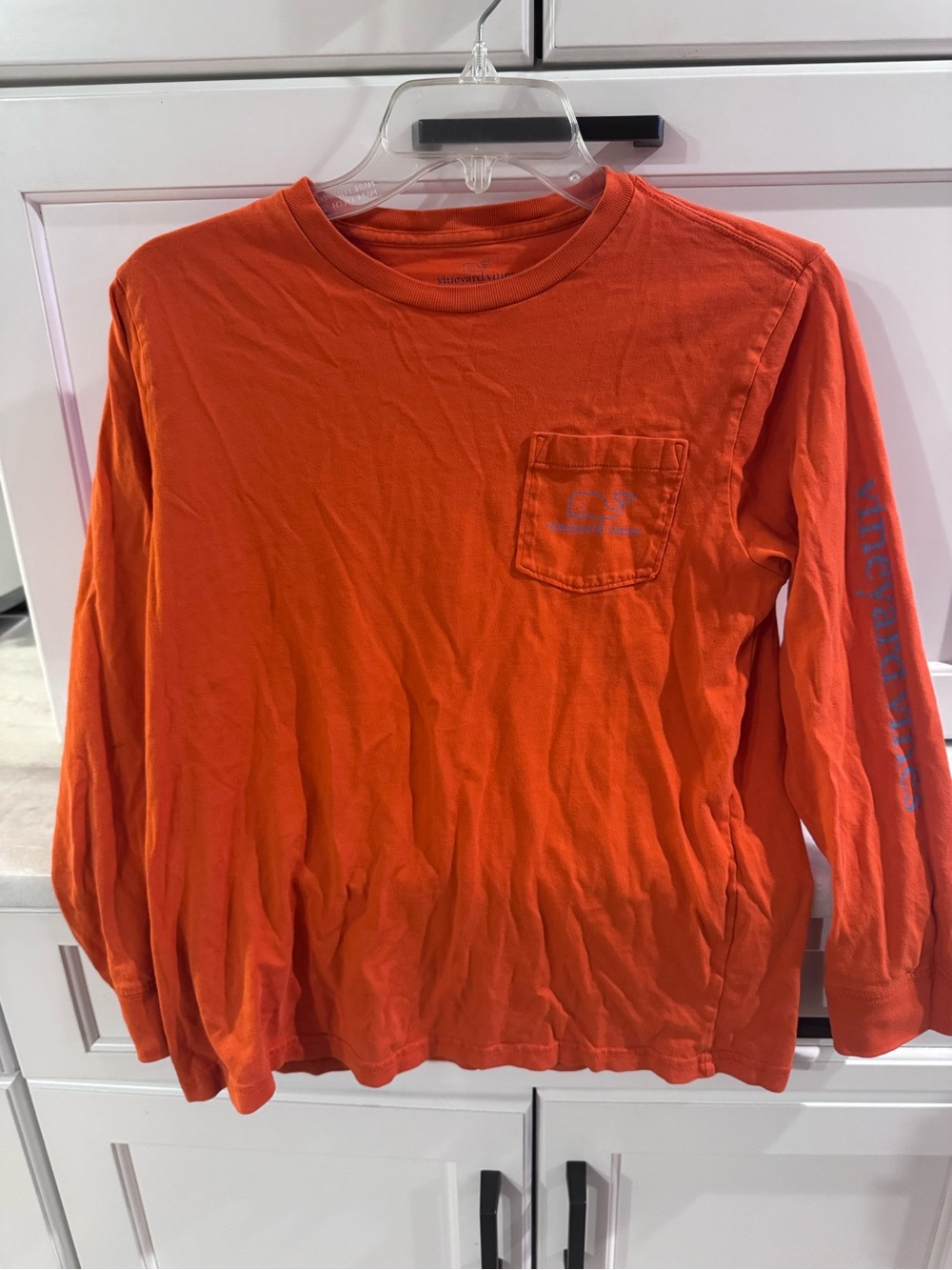 Vineyard Vines Kids Long-Sleeve Pocket Sweatshirt in Bright Orange